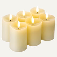 Flameless wax pillar candles Set Of 6