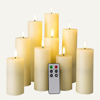 D5cm led wax candles with remote Set Of 9