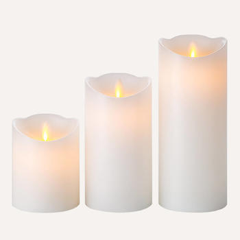 D8cm Moving Wick Led Candle Set Of 3
